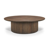 Terra 48L x 48W x 15H Dark Brown Wood Round Fluted Coffee Table from Mercana - Luna Furniture