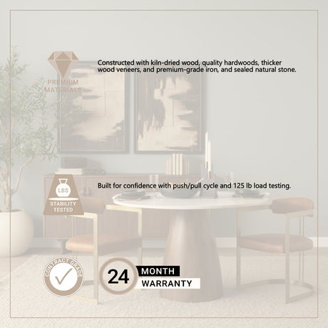 Hollyfield I Brown Leather Seat Gold Iron Frame Dining Chair from Mercana - Luna Furniture