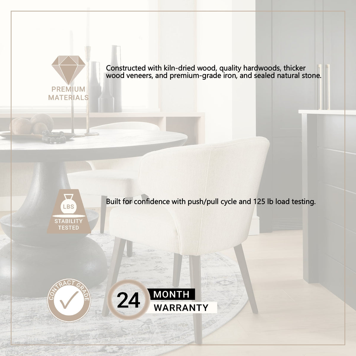 Niles 22.5L x 24.5W x 32H Cream Fabric Seat W/ Dark Brown Wooden Legs Wingback Dining Chair from Mercana - Luna Furniture
