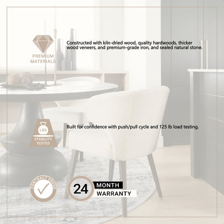 Niles 22.5L x 24.5W x 32H Cream Fabric Seat W/ Dark Brown Wooden Legs Wingback Dining Chair from Mercana - Luna Furniture