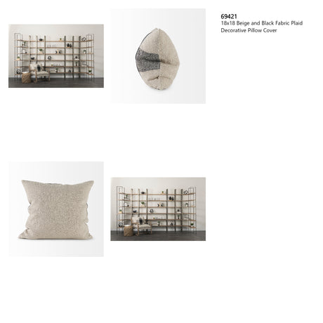 Raquel 18L x 18W Beige and Black Fabric Plaid Decorative Pillow Cover from Mercana - Luna Furniture