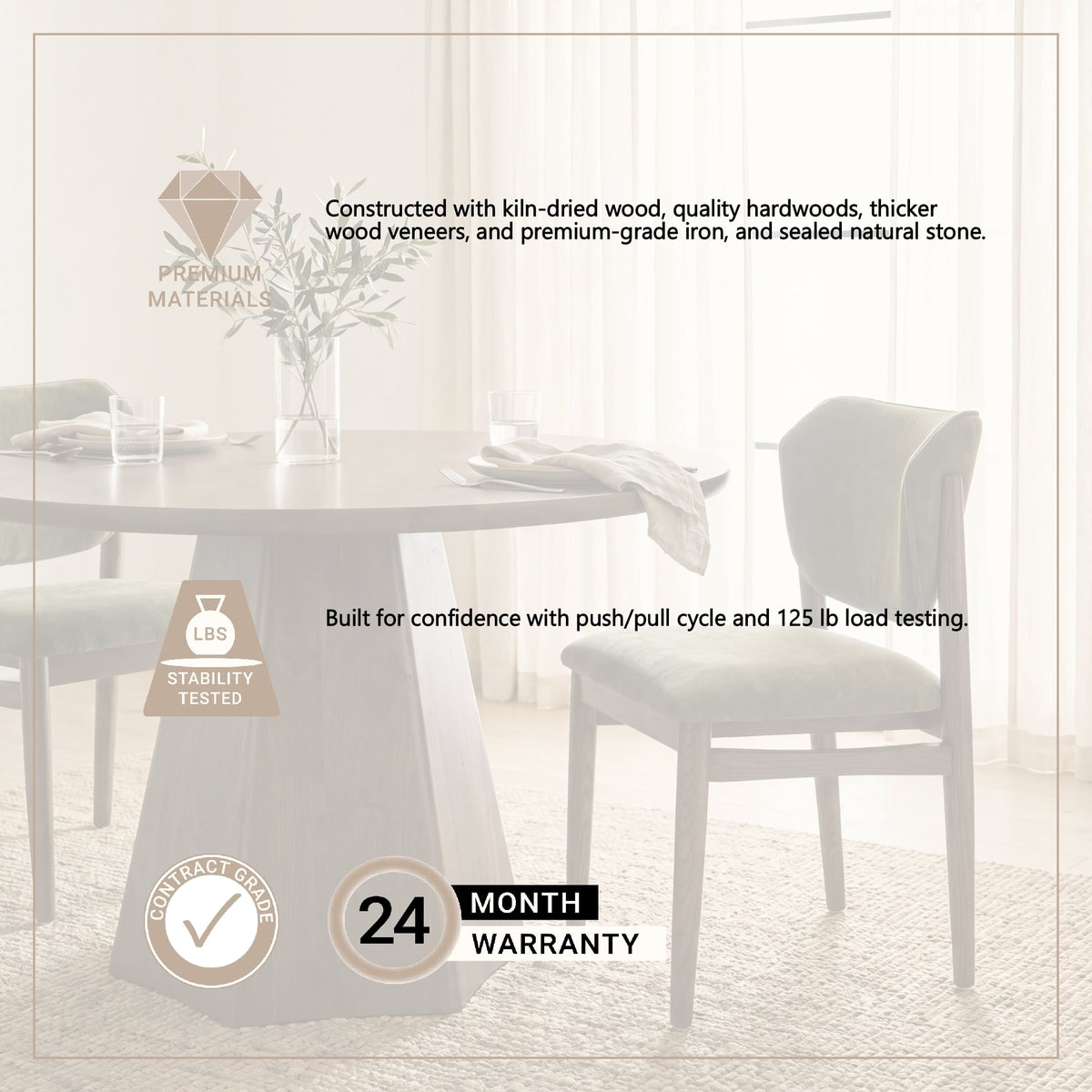 Cline Moss 008 Olive Fabric Upholstered and Brown Wood Dining Chair, Set of 2 from Mercana - Luna Furniture