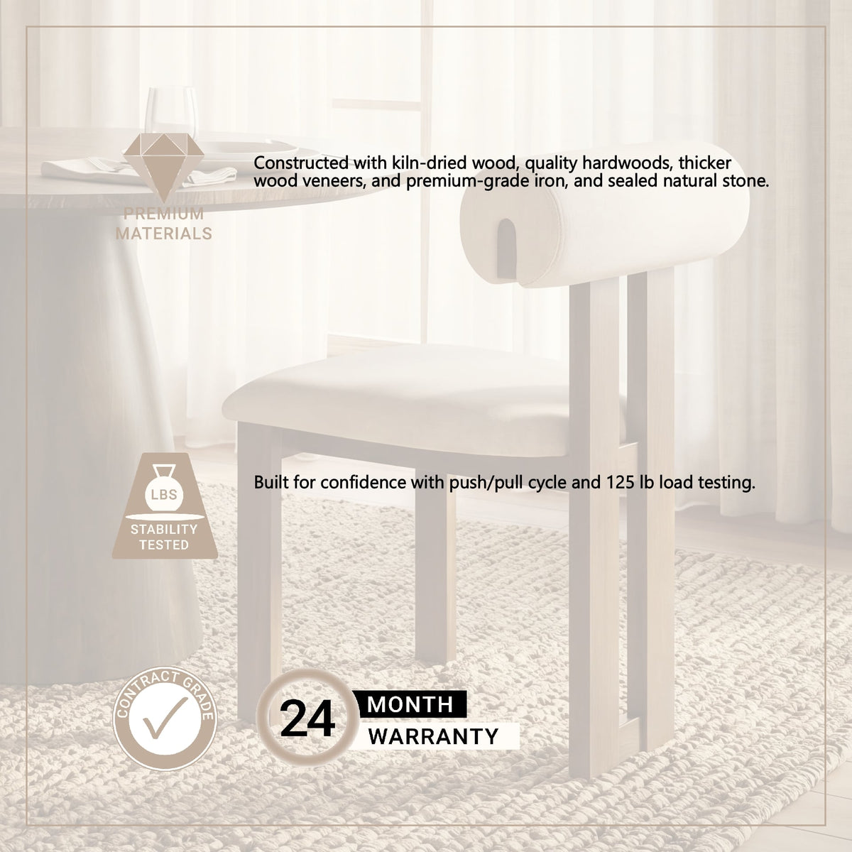 Tribeca Curve Open Back Cream and Dark Brown Tripod Frame Dining Chair from Mercana - Luna Furniture