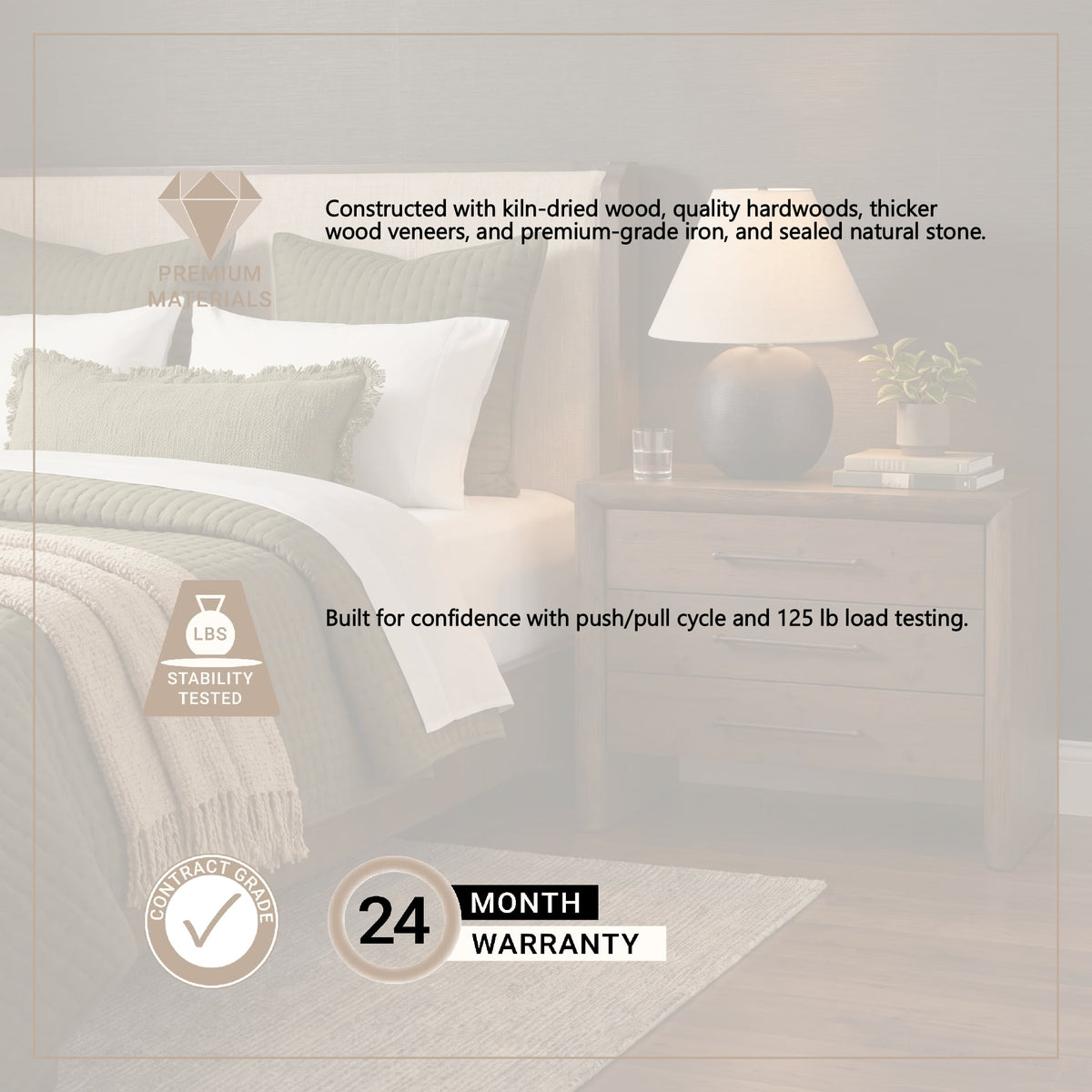 Holden King Upholstered Bedframe | Shelter Headboard | Oatmeal Performance Fabric from Mercana - Luna Furniture