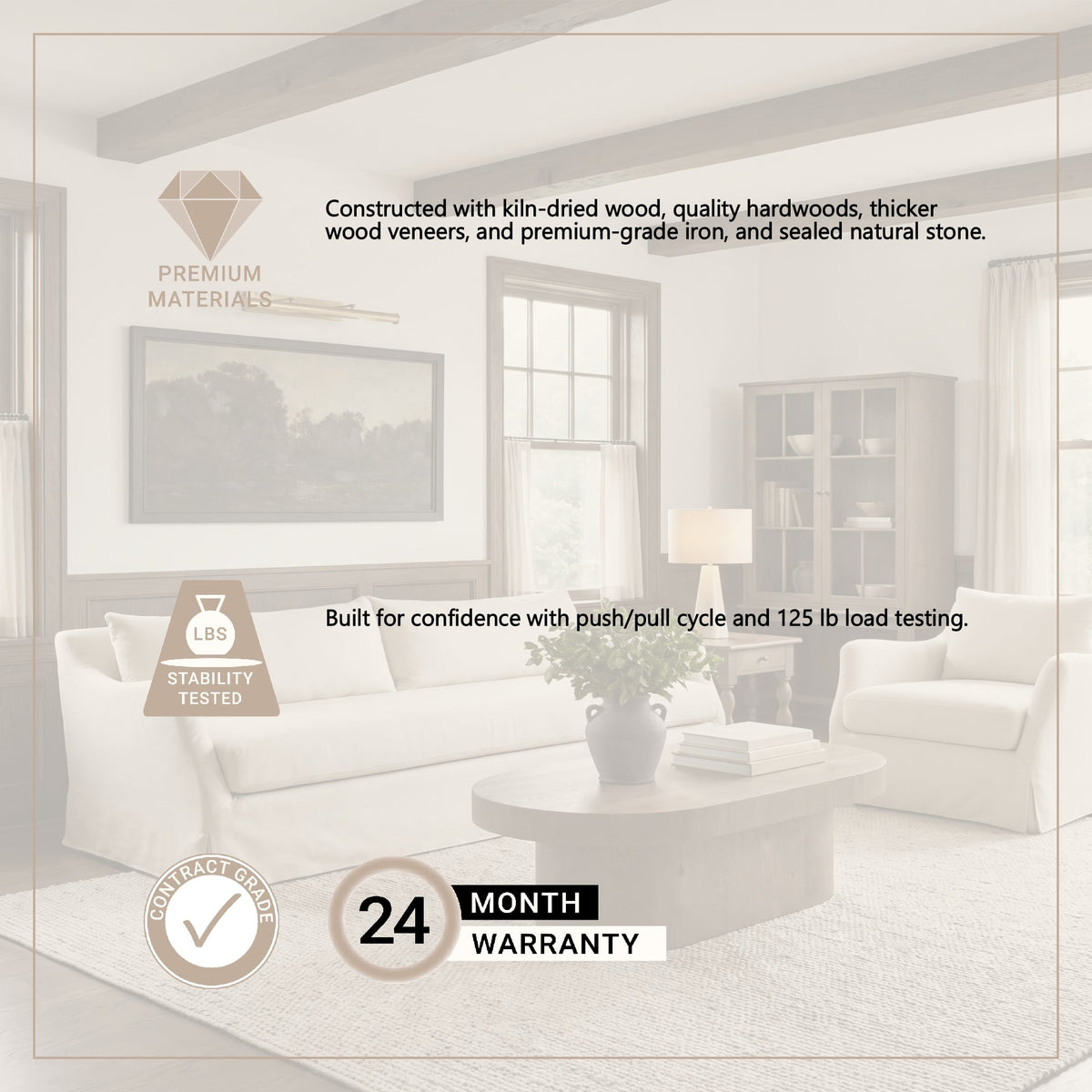 Ellington Slipcovered Slope Arm Sofa | 3 Seater | Cream Fabric from Mercana - Luna Furniture