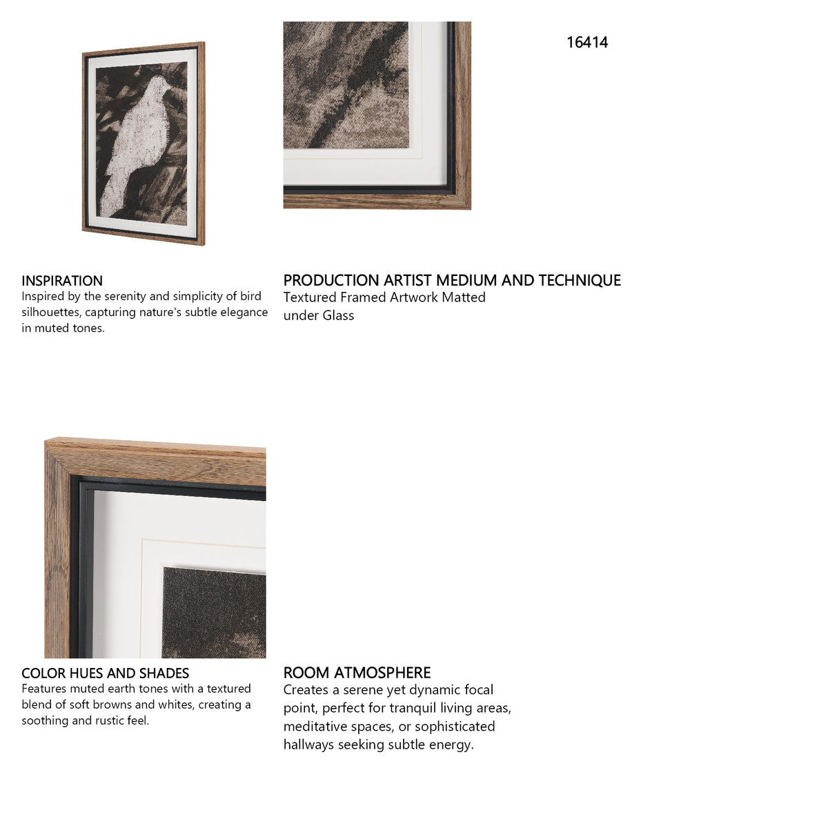 Sahara Style - Bird by Maja Gunnarsdottir Textured Framed Artwork Matted under Glass from Mercana - Luna Furniture