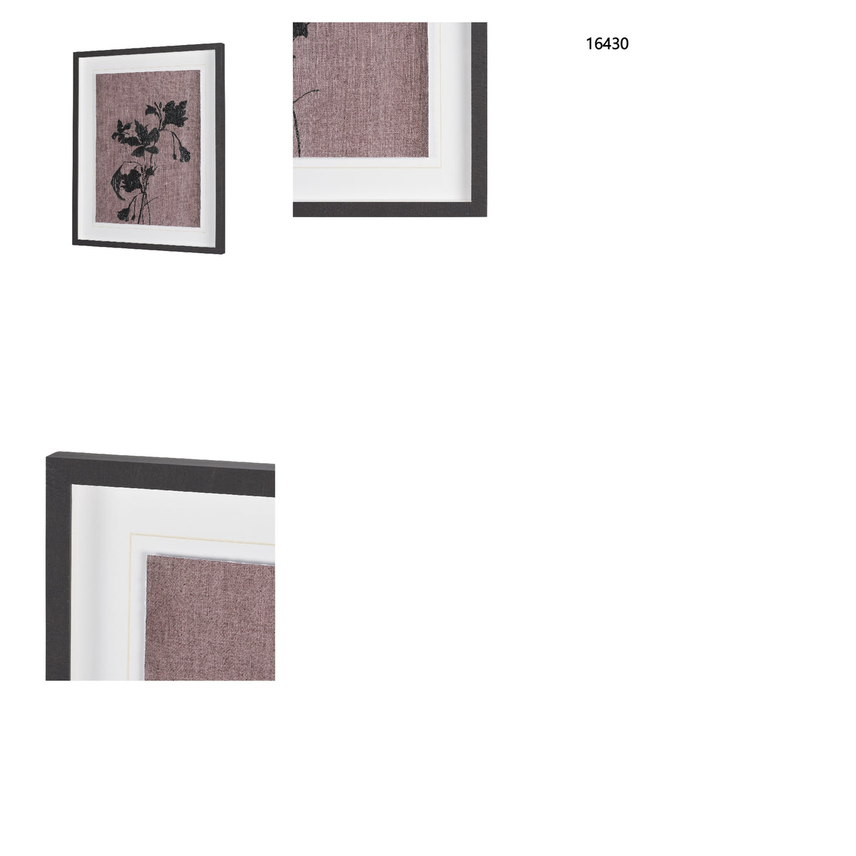 Black Botanical Silhouette by Cartissi Hand-Embellished Textured Framed Artwork Matted under Glass from Mercana - Luna Furniture