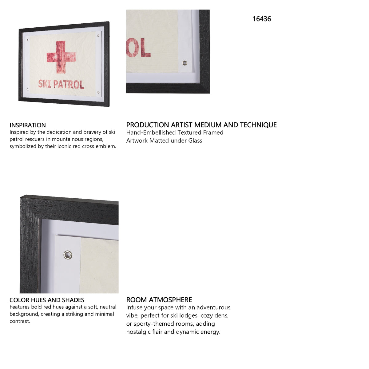Ski Patrol by Mercana Studio Hand-Embellished Textured Framed Artwork Matted under Glass from Mercana - Luna Furniture