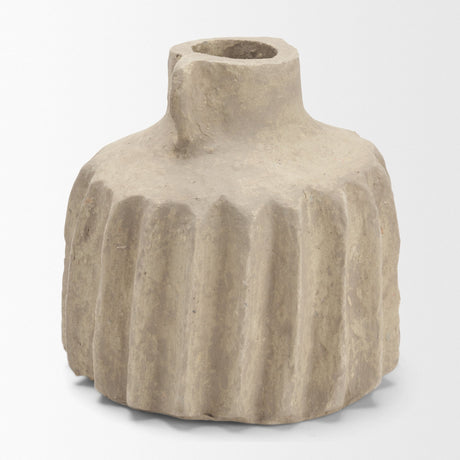 Jiya 8" Natural Ardi Paper Mache Double Handle Pot from Mercana - Luna Furniture