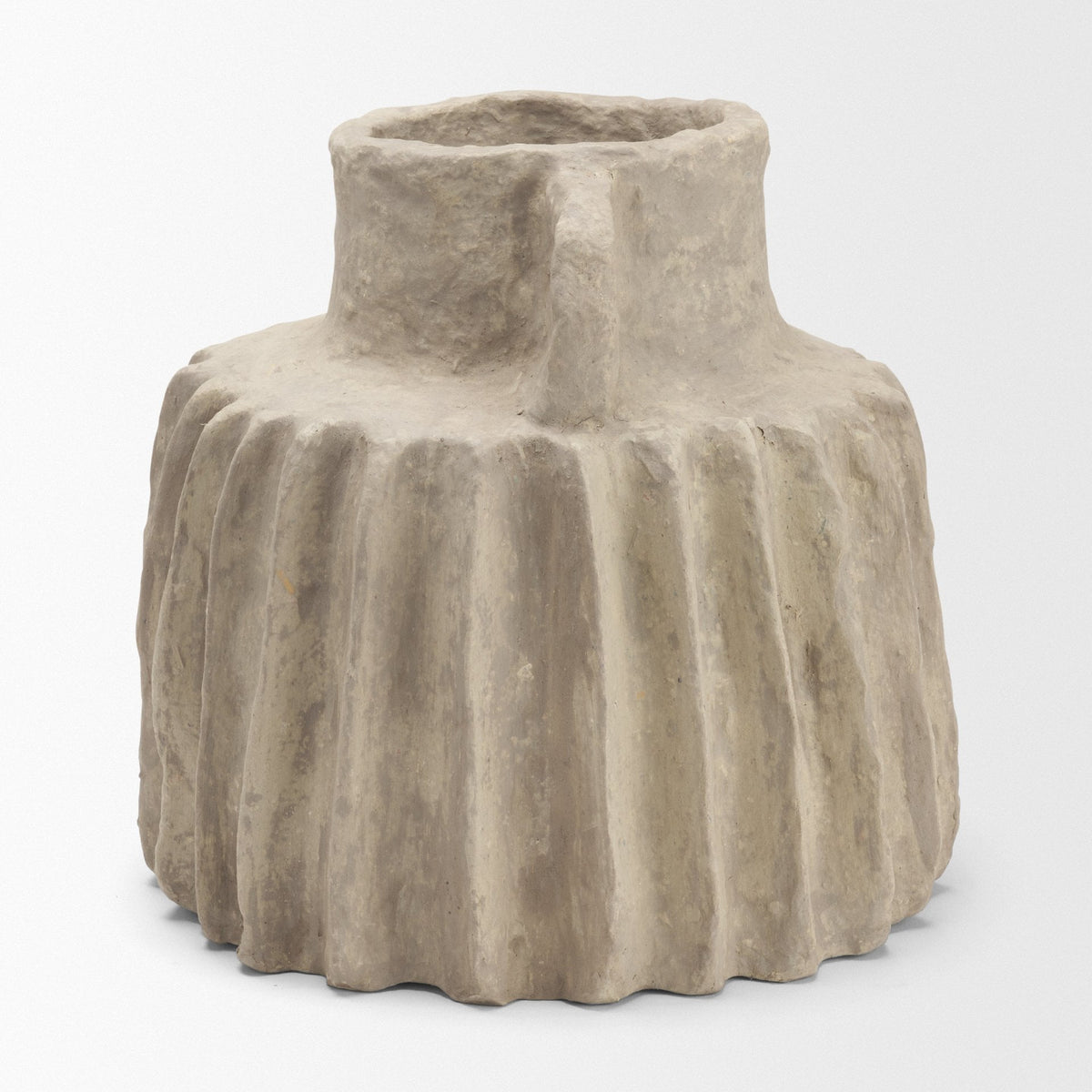 Jiya 12" Natural Ardi Paper Mache Double Handle Pot from Mercana - Luna Furniture