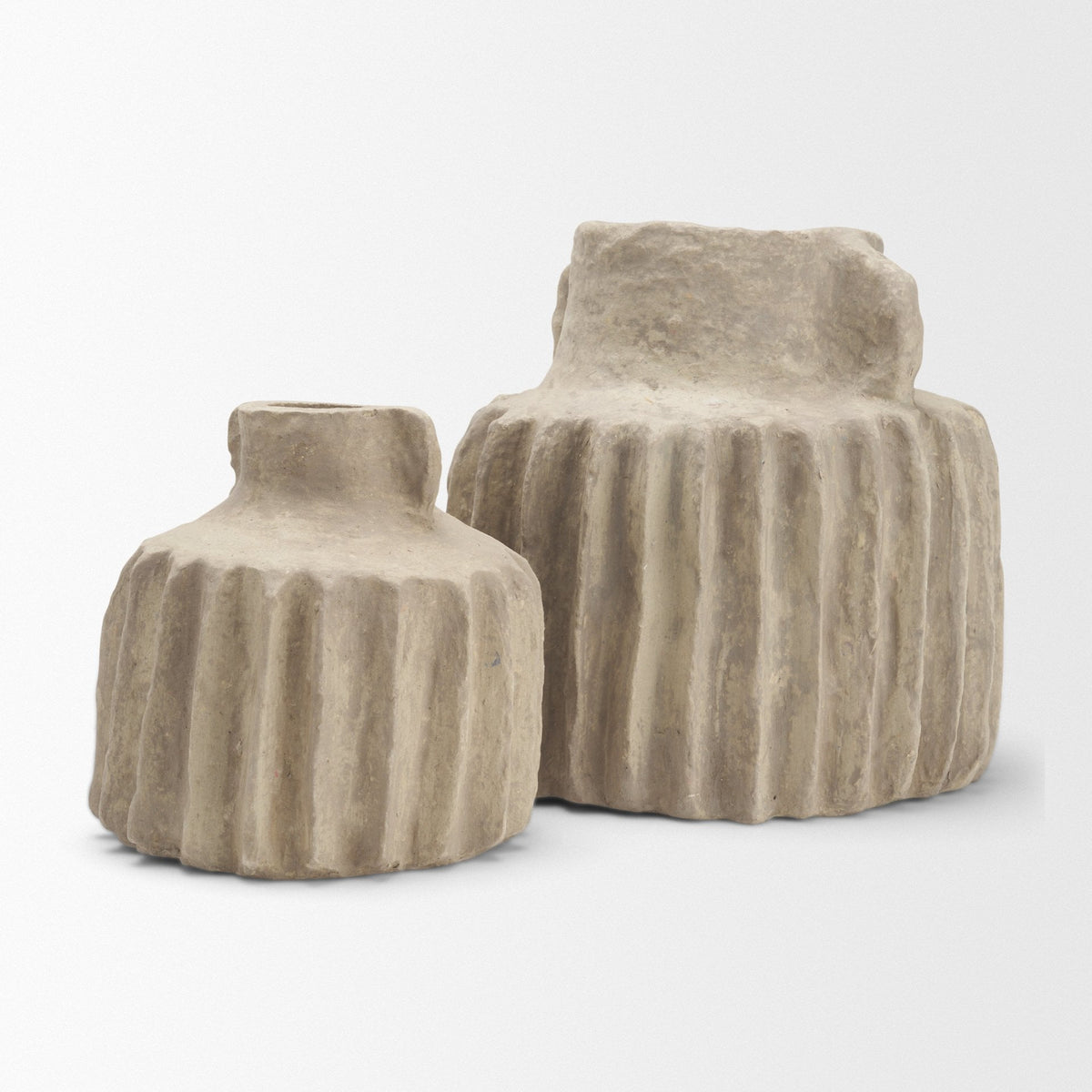Jiya 12" Natural Ardi Paper Mache Double Handle Pot from Mercana - Luna Furniture