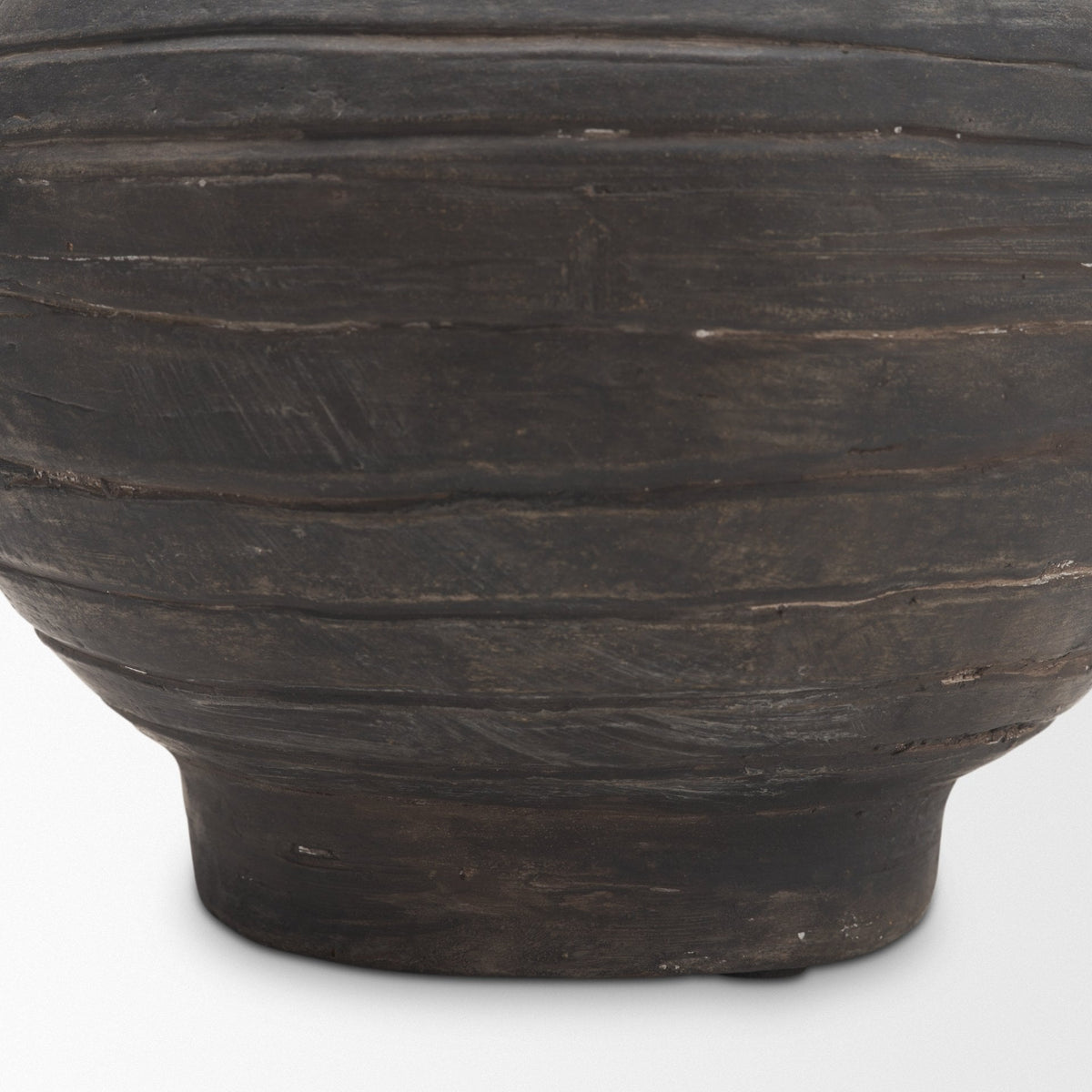 Sironi Black Terracotta Ribbed Decorative Vase from Mercana - Luna Furniture