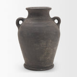 Creta Black Terracotta Double Handle Vase from Mercana - Luna Furniture