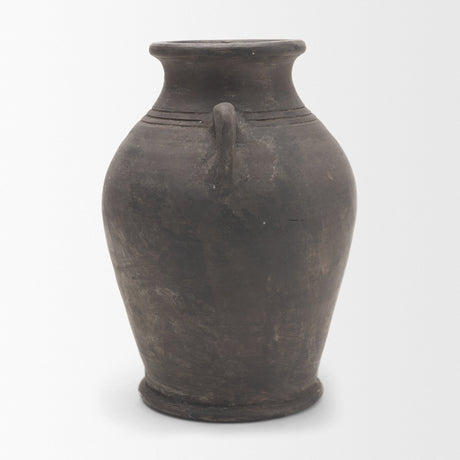 Creta Black Terracotta Double Handle Vase from Mercana - Luna Furniture