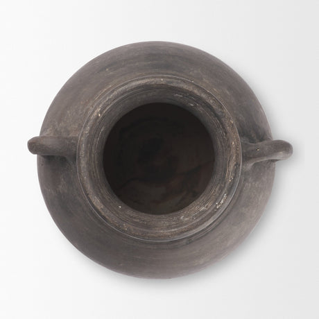 Creta Black Terracotta Double Handle Vase from Mercana - Luna Furniture