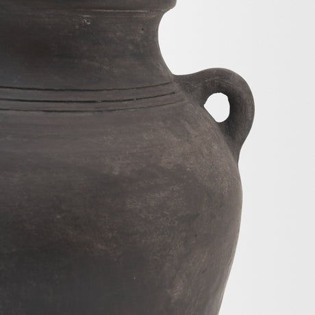 Creta Black Terracotta Double Handle Vase from Mercana - Luna Furniture