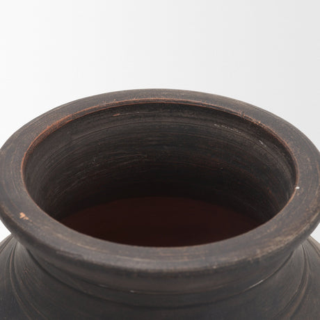Creta 10" Black Terracotta Planter Vase from Mercana - Luna Furniture