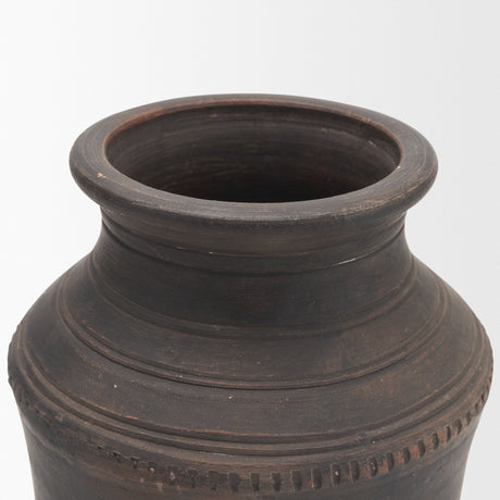 Creta 10" Black Terracotta Planter Vase from Mercana - Luna Furniture