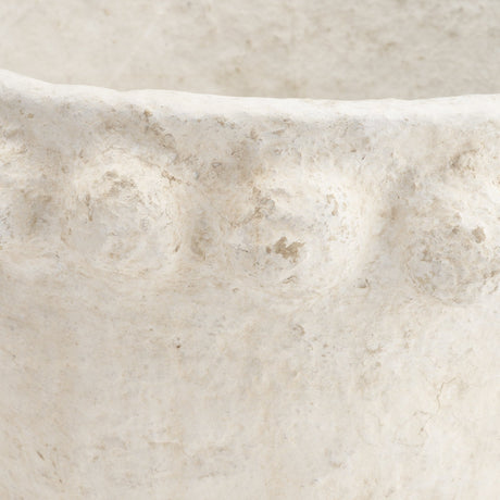 Noli Antiqued White Dotted Paper Mache Decorative Planters from Mercana - Luna Furniture