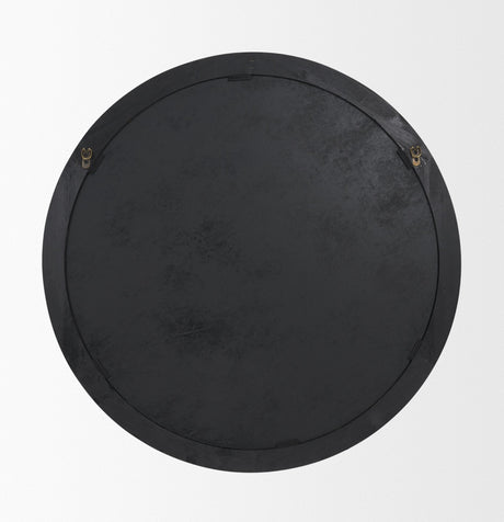 Bramwell 36" Dark Brown Wood Framed Heritage Round Mirror from Mercana - Luna Furniture