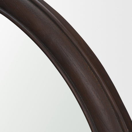 Bramwell 36" Dark Brown Wood Framed Heritage Round Mirror from Mercana - Luna Furniture