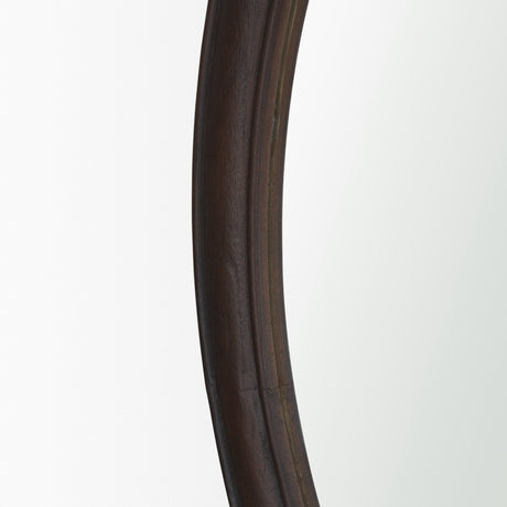 Bramwell 36" Dark Brown Wood Framed Heritage Round Mirror from Mercana - Luna Furniture