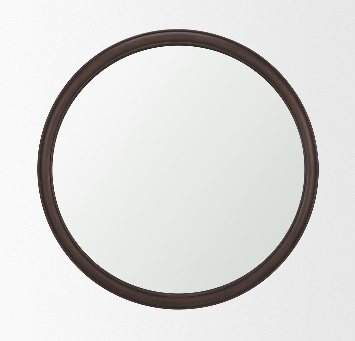 Bramwell 48" Dark Brown Wood Framed Heritage Round Wall Mirror from Mercana - Luna Furniture