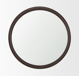 Bramwell 48" Dark Brown Wood Framed Heritage Round Wall Mirror from Mercana - Luna Furniture