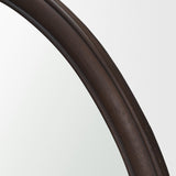 Bramwell 48" Dark Brown Wood Framed Heritage Round Wall Mirror from Mercana - Luna Furniture