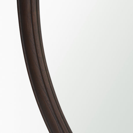Bramwell 48" Dark Brown Wood Framed Heritage Round Wall Mirror from Mercana - Luna Furniture