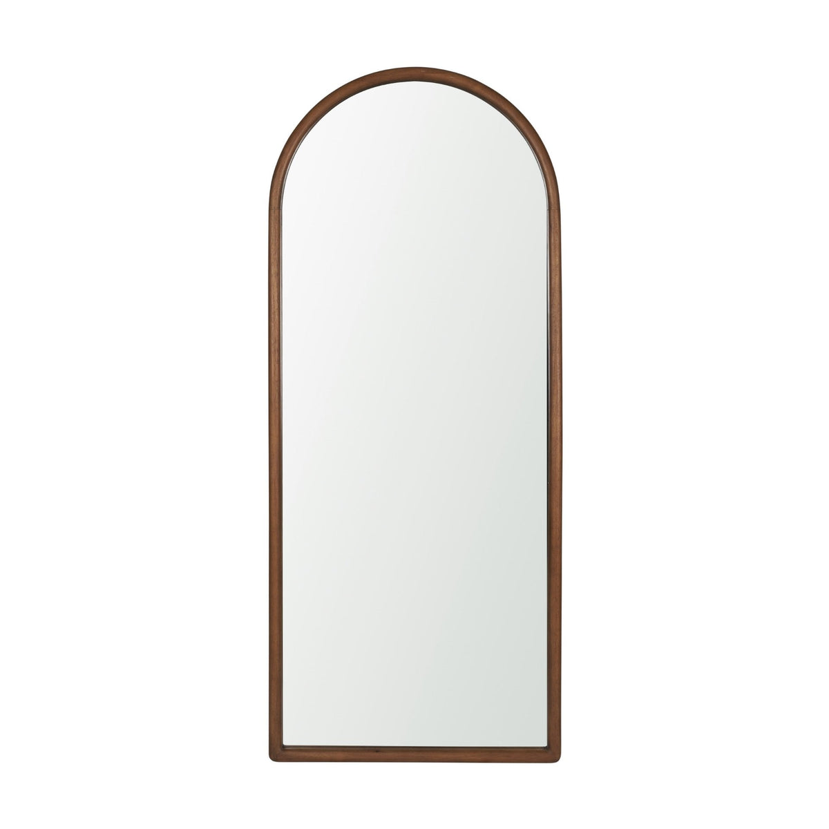 Durham Medium Brown Wood Framed Arched Floor Mirror