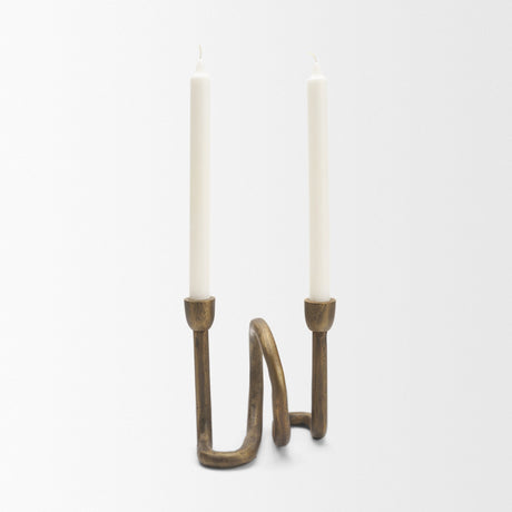 Serpens Brass Metal Narrow Candleholder from Mercana - Luna Furniture