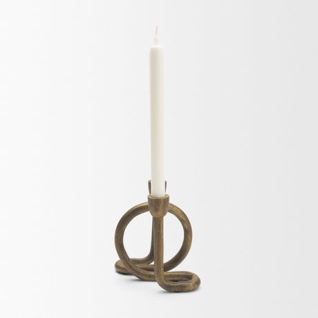 Serpens Brass Metal Narrow Candleholder from Mercana - Luna Furniture