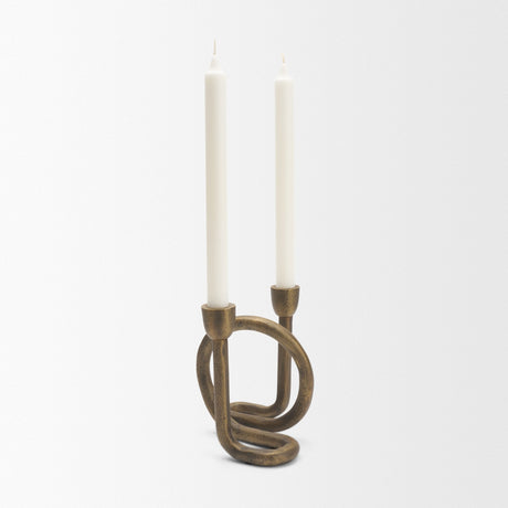 Serpens Brass Metal Narrow Candleholder from Mercana - Luna Furniture