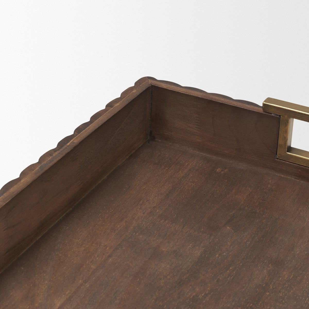 Strata Fluted Brown Walnut Wooden Decortative Tray