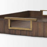 Strata Fluted Brown Walnut Wooden Decortative Tray