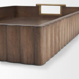 Strata Fluted Brown Walnut Wooden Decortative Tray
