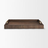 Strata Fluted Brown Walnut Wooden Decortative Tray