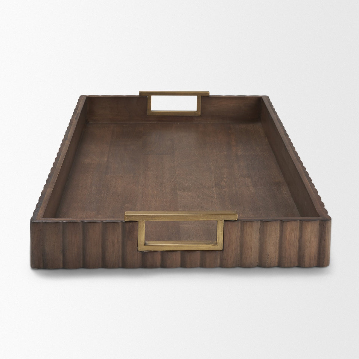 Strata Fluted Brown Walnut Wooden Decortative Tray