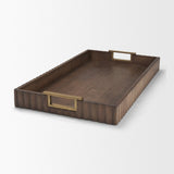 Strata Fluted Brown Walnut Wooden Decortative Tray