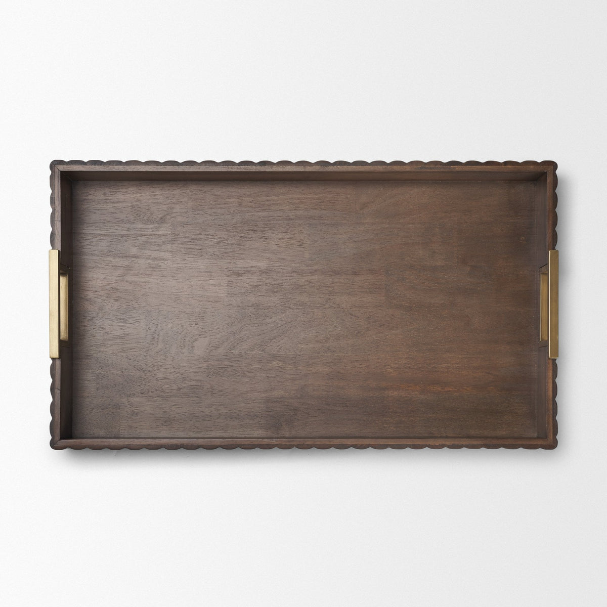 Strata Fluted Brown Walnut Wooden Decortative Tray