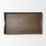 Strata Fluted Brown Walnut Wooden Decortative Tray