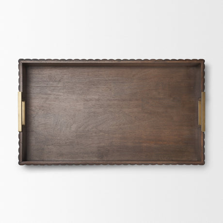 Strata Fluted Brown Walnut Wooden Decortative Tray from Mercana - Luna Furniture