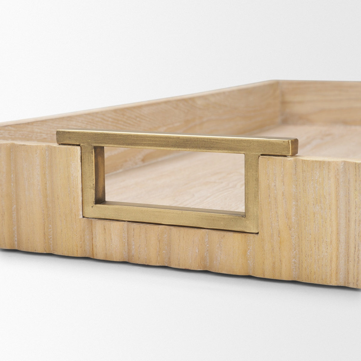 Strata Fluted White-Washed Wooden Decortative Tray