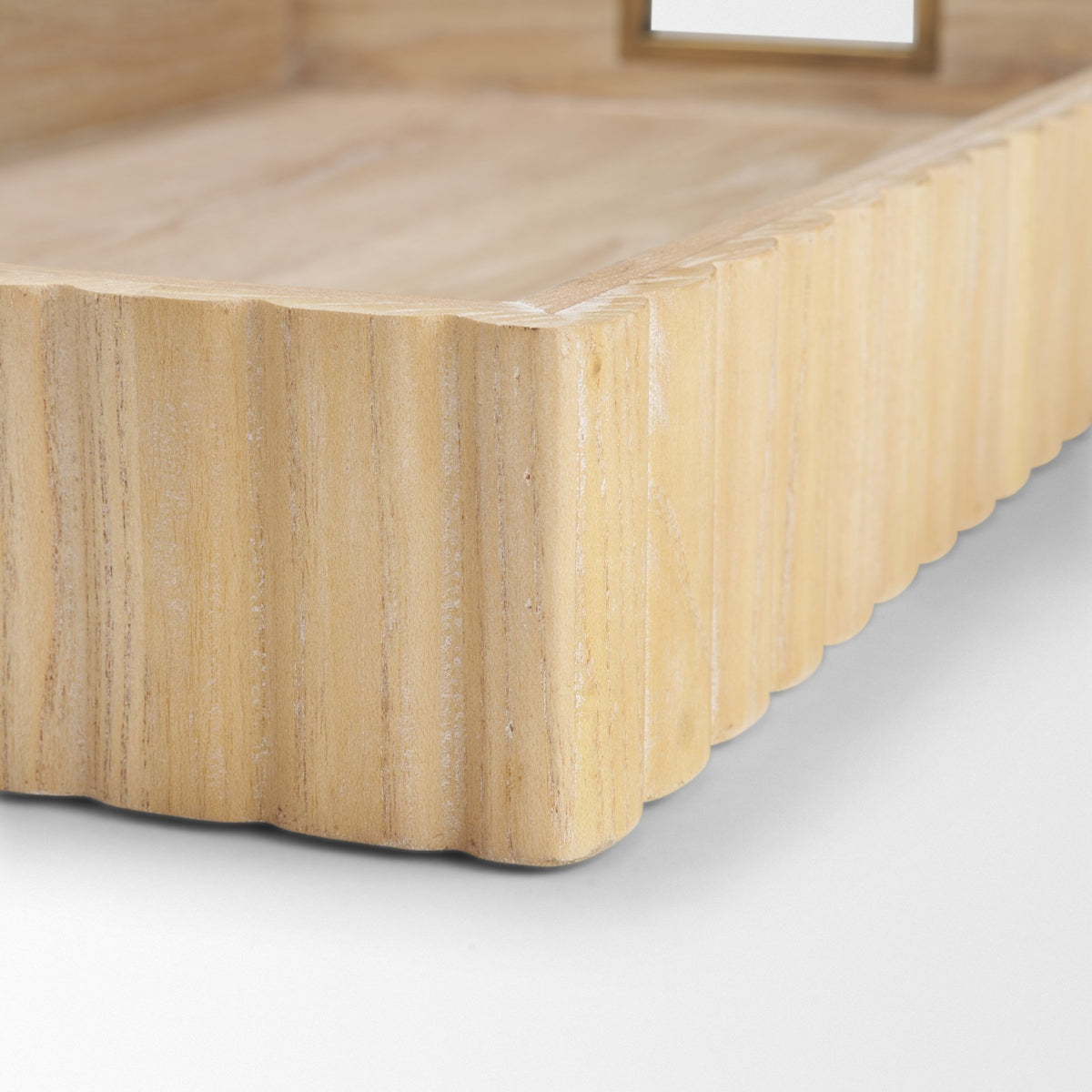 Strata Fluted White-Washed Wooden Decortative Tray