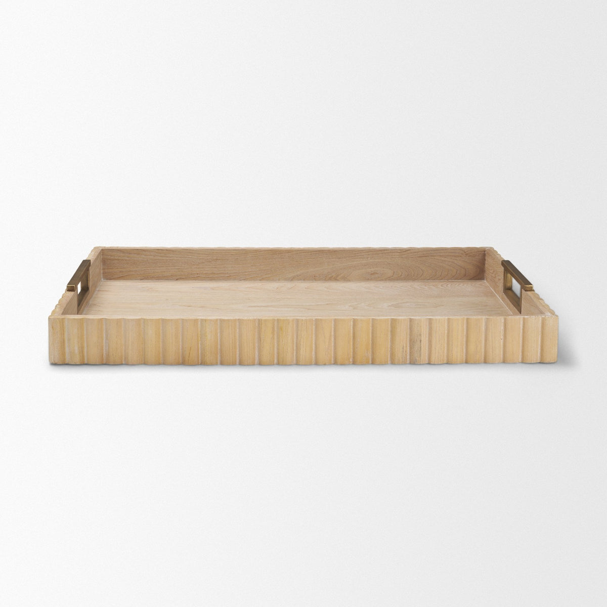 Strata Fluted White-Washed Wooden Decortative Tray