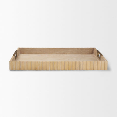 Strata Fluted White-Washed Wooden Decortative Tray from Mercana - Luna Furniture