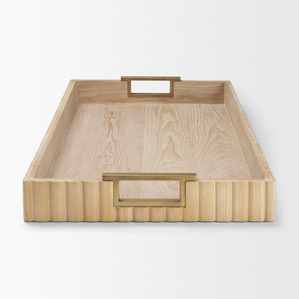Strata Fluted White-Washed Wooden Decortative Tray
