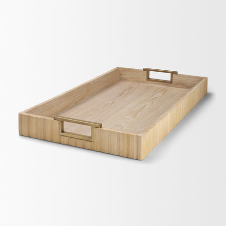 Strata Fluted White-Washed Wooden Decortative Tray from Mercana - Luna Furniture