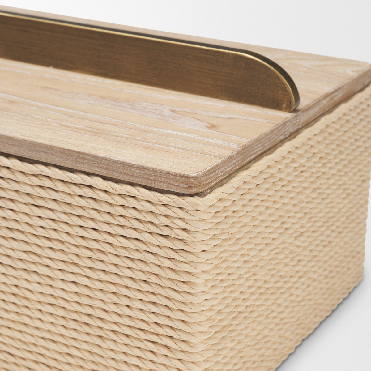 Chord Woven White-Washed w/ Brass Handle Decorative Box Set from Mercana - Luna Furniture